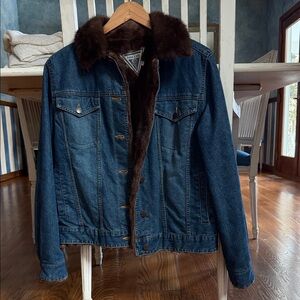 Marvin Richards Blue Denim Jacket with mink lining and collar